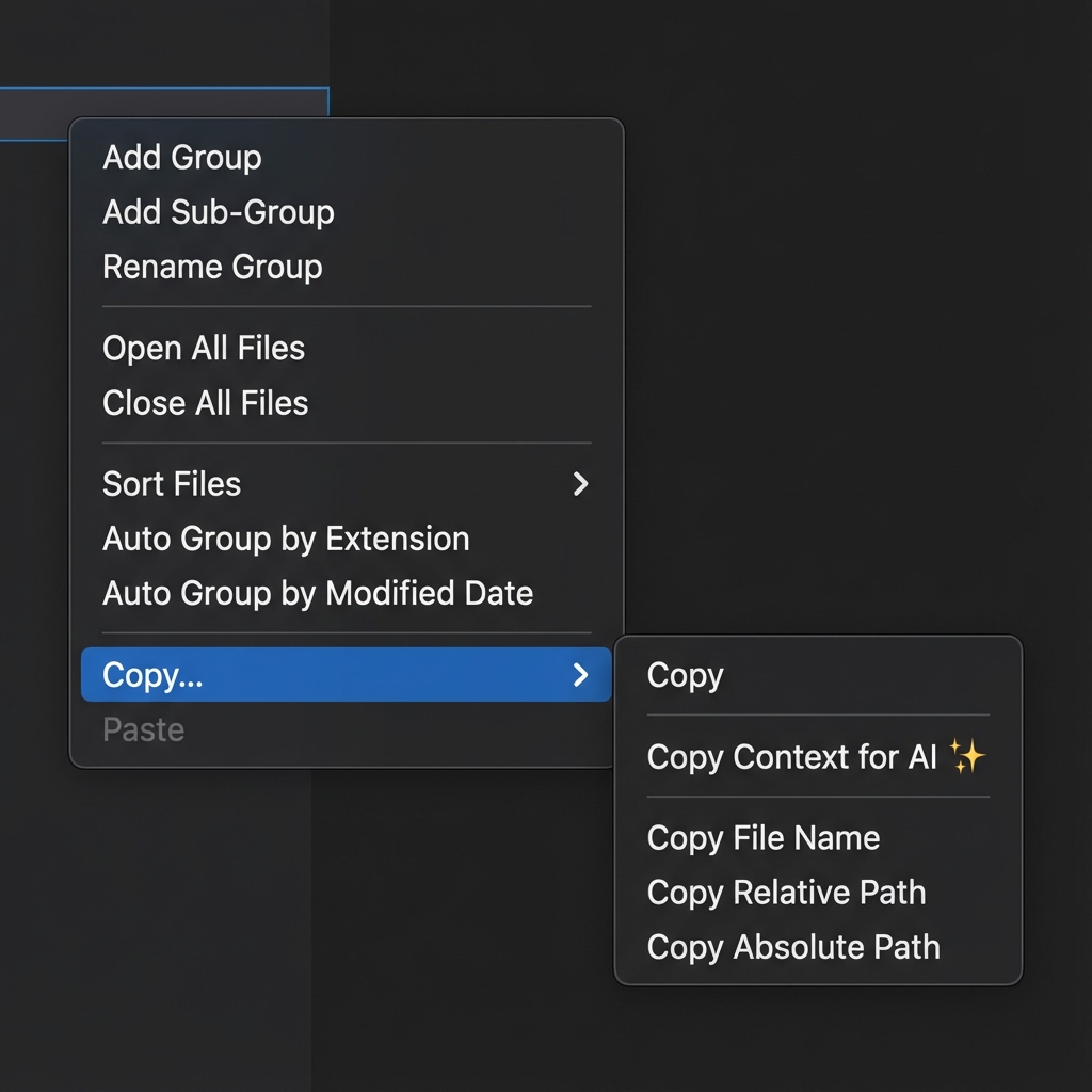 Copy Context for AI menu action